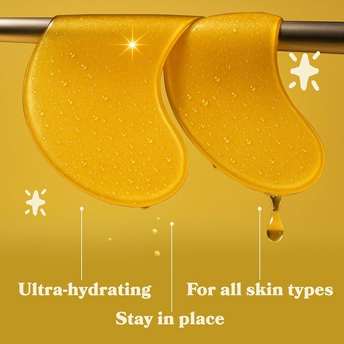 LE GUSHE Gold Under Eye Patches for Puffy Eyes and Dark Circles (30 Pairs) - Hydrating Collagen Under Eye Masks with Snail Mucin - Soothing Puffy Eyes Treatment for Women & Men - Bridesmaid Gifts