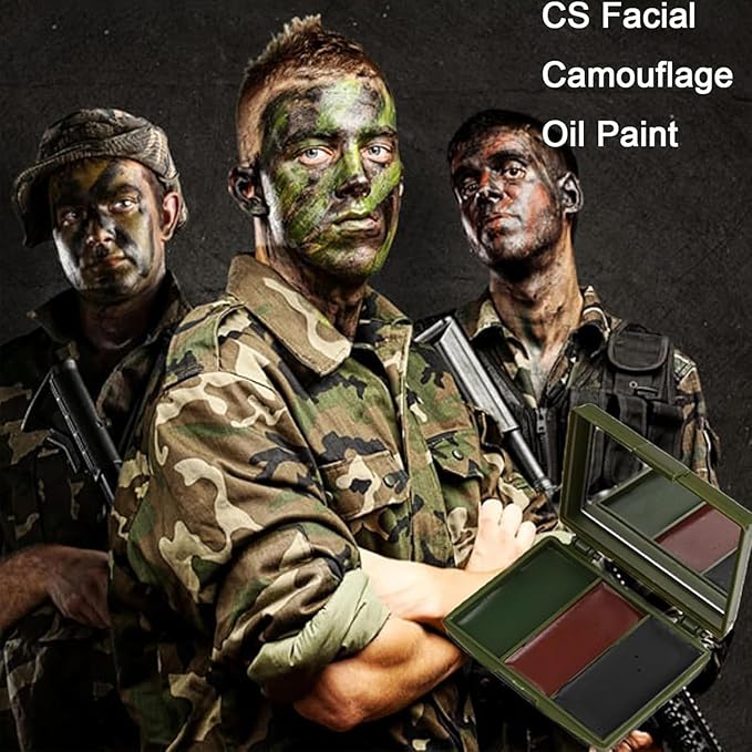 Tri-Color Character Makeup Palette Halloween, Special Effects and Theater Cream FX Palette Face Paint Face Paint Kit, Camouflage