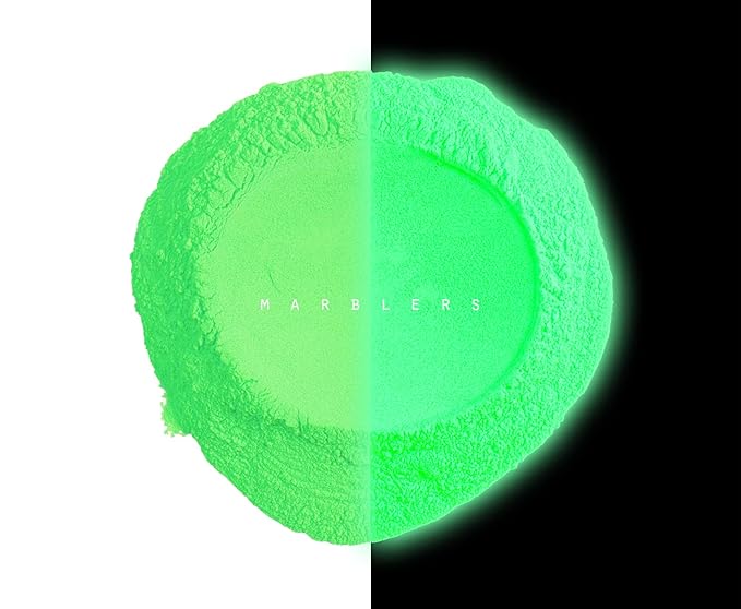 MARBLERS Glow-in-The-Dark Powder [Glow Green] 0.28oz (8g) | Matte| Dye | Pigment | Non-Toxic | Vegan | Cruelty-Free | Eyeshadow, Nail Polish, Nail Art | Festival, Rave & Party Makeup | Body & Face