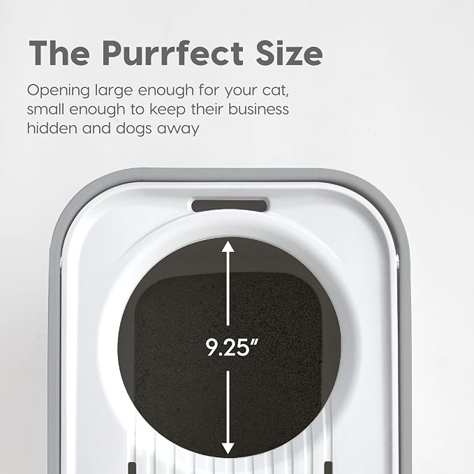 IRIS USA Large Top Entry Cat Litter Box with Lid, Enclosed Covered Cat Litter Box for Indoor Cats, Dog Proof Design, Odor Control, Litter Tracking Reduction, Scoop Included, Gray/White