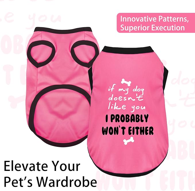 Color-Blocked Dog Tank Top with Playful Heat Transfer Designs – Lightweight Polyester Shirt for Small,MediumDogs, Perfect for Casual Outings.I Probably Won't Either Pink L