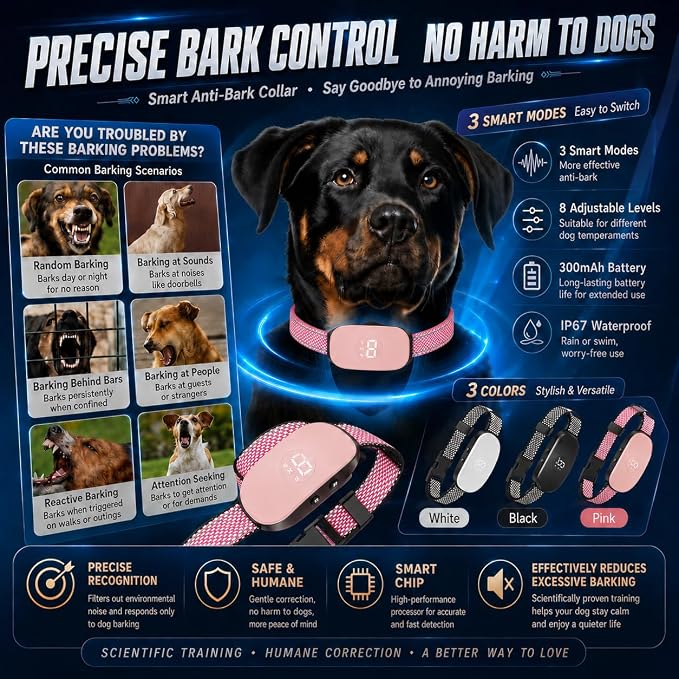 Dog Bark Collar;Pink