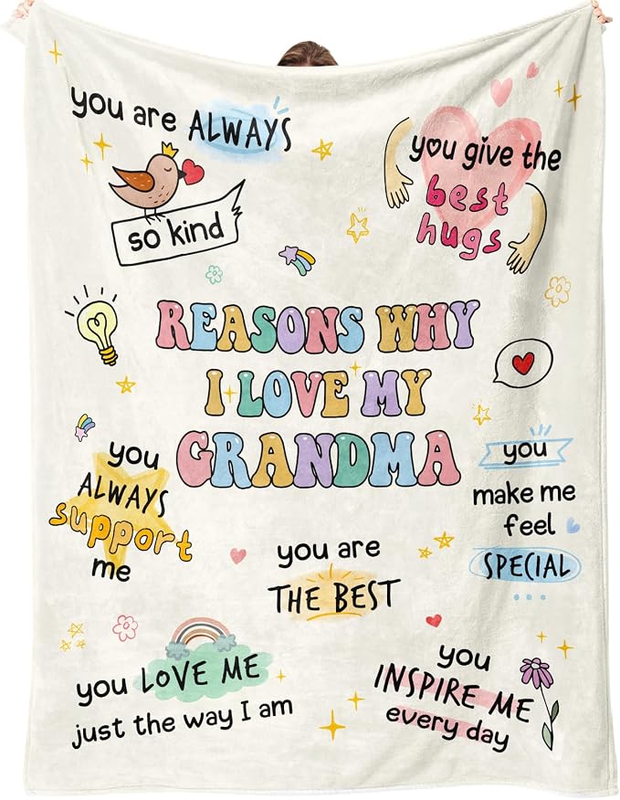 Grandma Gifts, Grandma Birthday Gifts from Grandkids, Grandmas Blanket, for Grandmas from Grandchildren, Grandmother from Granddaughter Grandson 60”x50”