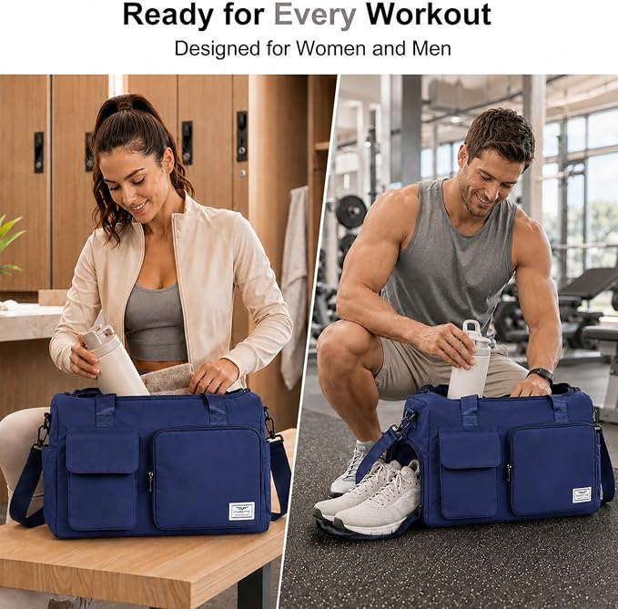 FIORETTO Women's Gym Duffle Bag with Shoes Compartment, 30L Capacity, Ideal for Travel, Gym, Sports, Duffel, Weekender