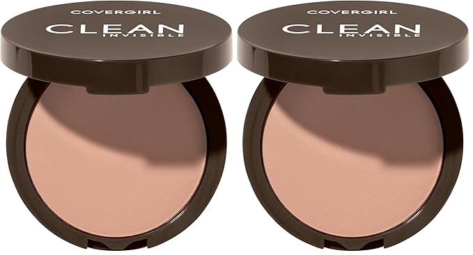 Covergirl Clean Invisible Pressed Powder, Lightweight, Breathable, Vegan Formula, Creamy Beige 150, 0.38oz (Pack of 2)
