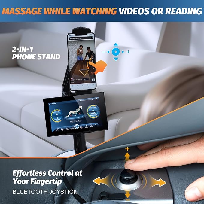 Massage Chair Full Body, 2026 Zero Gravity SL-Track Shiatsu Massage Chairs Recliner with AI Voice, LED Backlight Remote Control, Waist & Calf Heating Phone Controller and Holder G6 White Grey