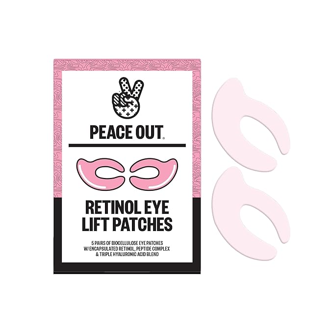PEACE OUT Retinol Eye Lift Patches to Lift, Firm and Revitalize Tired Eyes, 360° Coverage Targets Fine Lines & Wrinkles, 5 Count