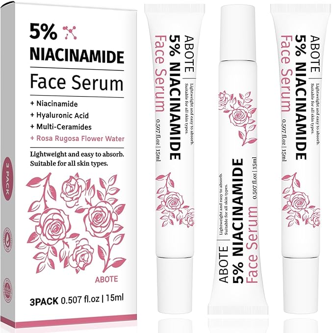 Skincare 5% Niacinamide Face Serum with 5% Damascus Rose Water Deep Hydration, Soothes Skin, Enhances Elasticity (3 Pack 15g)
