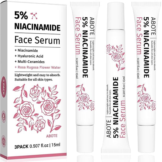 Skincare 5% Niacinamide Face Serum with 5% Damascus Rose Water Deep Hydration, Soothes Skin, Enhances Elasticity (3 Pack 15g)