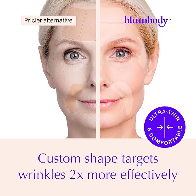 BLUMBODY Face, Forehead Wrinkle Patches - Anti Wrinkle Facial Patches to Smooth Eye, Mouth, Forehead Wrinkles - Non-Silicone Face Tape for Fine Wrinkles between Eyes, Face - Patches (30 day supply)