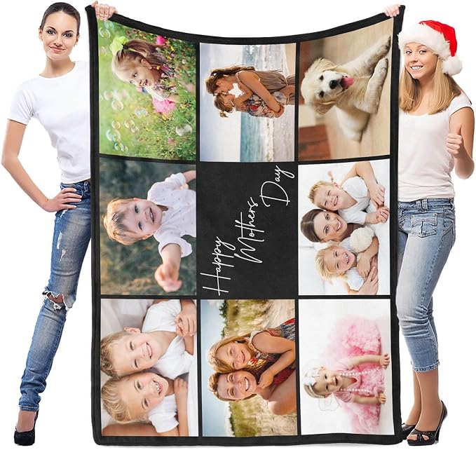 inkArts Custom Blanket with Photo, Personalized Blanket, Customized Photo Blankets, Customizable Picture Blankets, Personalized Photo Gifts for Mom Baby Kid Family Pet