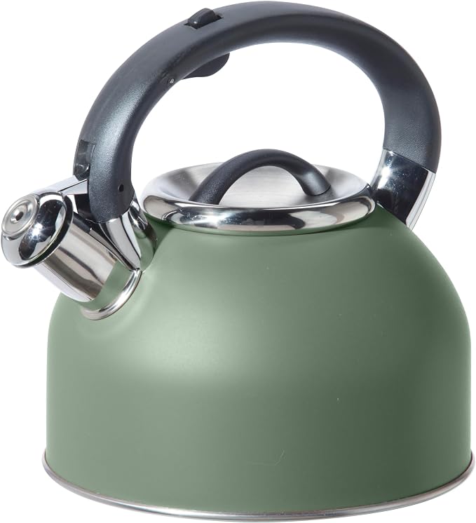 OGGI Tea Kettle for Stove Top - 64oz / 1.9lt, Stainless Steel with Loud Whistle, Ideal Hot Water Kettle and Water Boiler - Sage