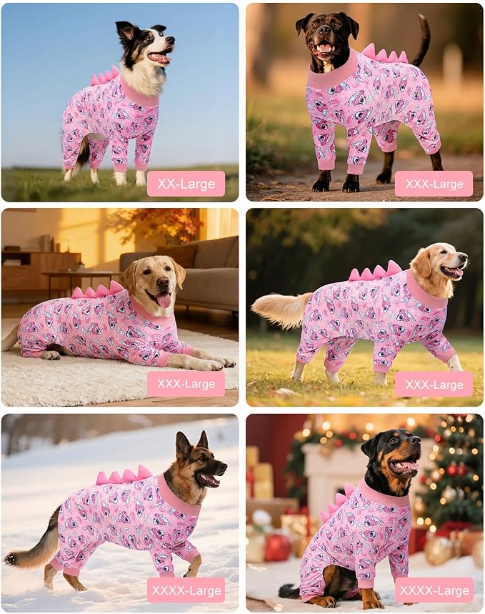 CuteBone Dinosaur Costume Dog Pajamas, Stretchy Spandex Crystal Velvet Sleepwear Coat for Small Dogs, Soft & Warm Pet Outfit Clothes for Cold Weather, Cozy Pullover Design COSP09-4XL