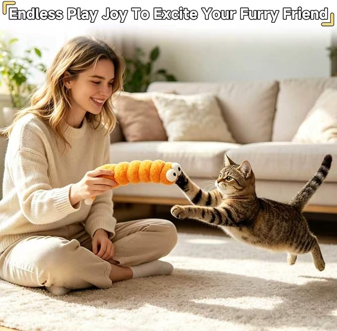 Cat Toys Pillows, Catnip Toys for Cats 3 Pack, Cute Caterpillar Design, Interactive Indoor Kitten Kicker, Promotes Kitty Exercise, Soft and Durable