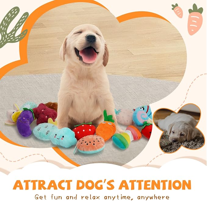 20-Pack Plush Squeaky Dog Toys for Small Dogs