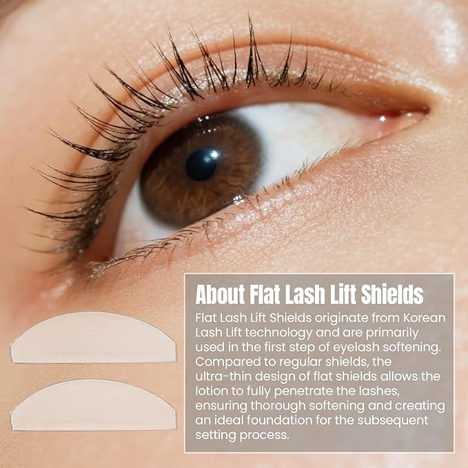 Libeauty 1mm Ultra Thin Flat Lash Lift Shields, Korean Lash Lift Pads for Step 1 Softening Only, Self Adhesive Glueless Silicone Lash Rods with Storage Case, Professional & DIY Supplies, Clear