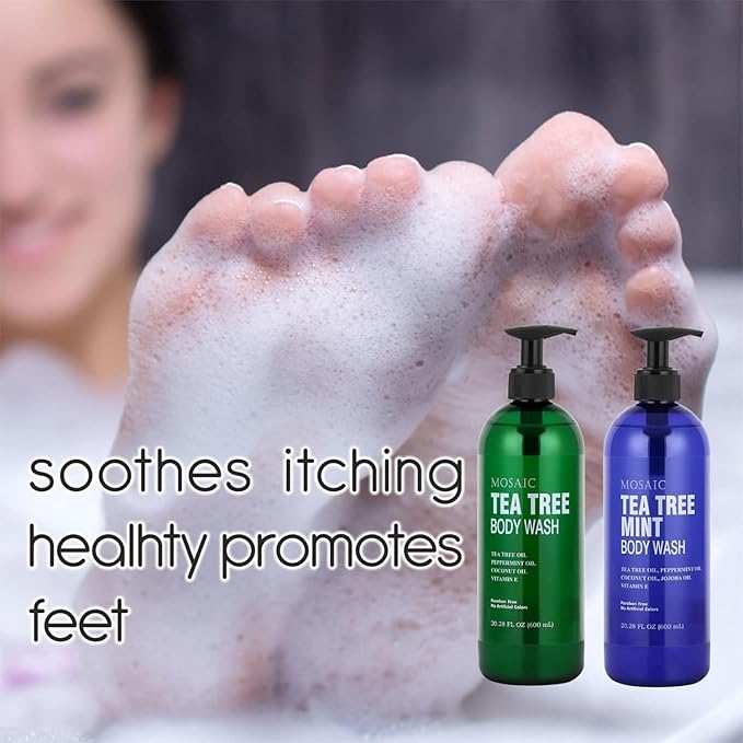 AnatoliaDaphne Tea Tree Body Wash and Shower Gel with Vitamin E for Jock Itch, Eczema, Ringworm, Body Odor, Body Wash Women & Men with Added Body Oils,LARGE 20.2 FL Oz Bottle (Tea Tree, Pack of 3)