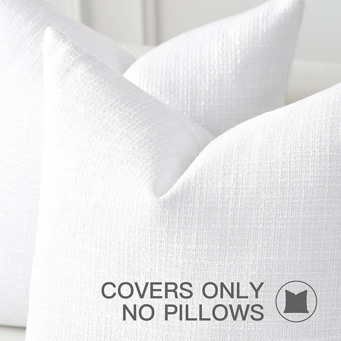 OTOSTAR Linen Throw Pillow Cover Set of 1 Decorative Square Pillowcases Cushion Covers 24x24 Inch for Home Decor Sofa Bedroom Car 60 x 60CM Pure White