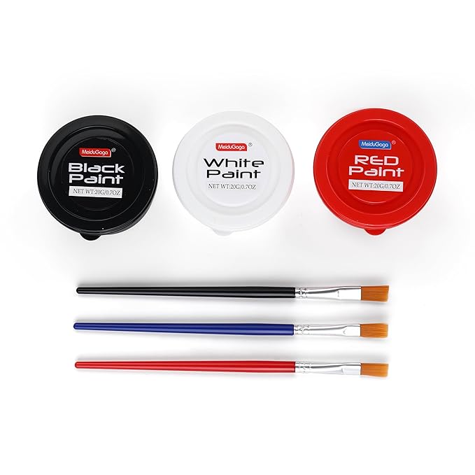 Black White Red Face Body Paint, Water Based Professional Body Paint Set, Non-Toxic Face Paint Makeup for Halloween Party Clown SFX Cosplay