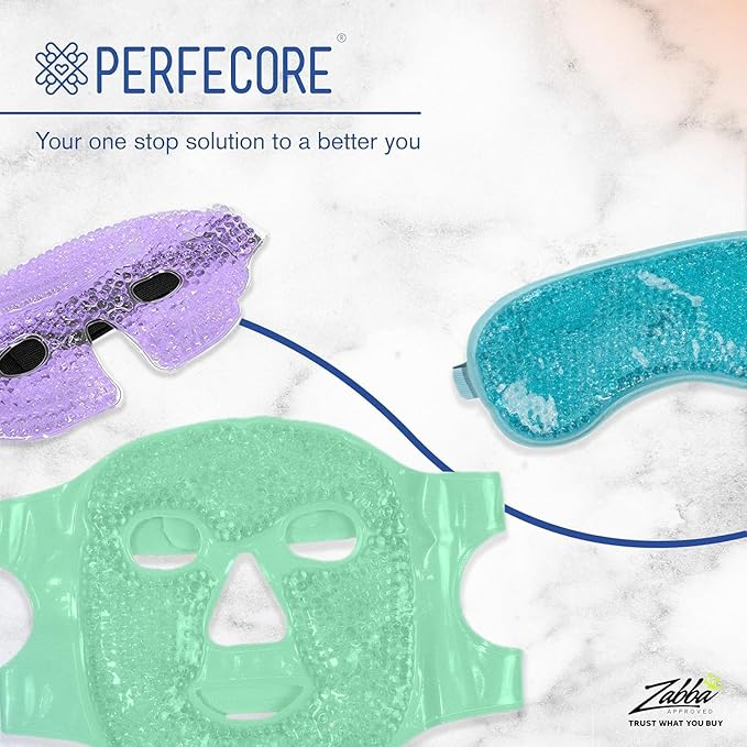 Eye Mask Get Rid of Puffy Eyes Migraine Relief, Sleeping, Travel Therapeutic Hot Cold Compress Pack with Cover Gel Beads, Spa Therapy Wrap for Sinus (White)