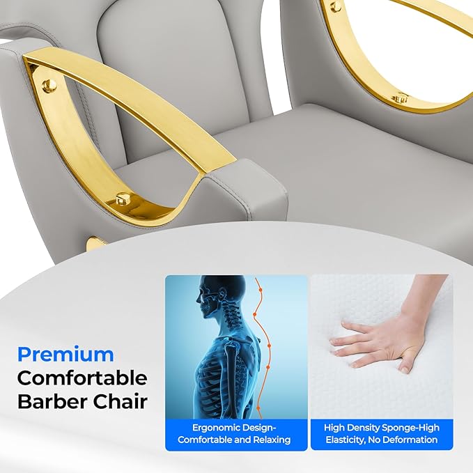 Reclining Barber Chair Styling Hair Chair for Home Barbershop Height Adjustable 360 Swivel Salon Chair for Hair Stylist