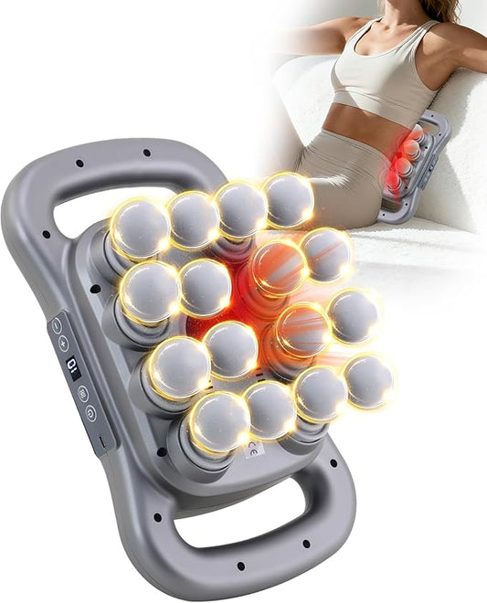 16-Head Massage Gun, Deep Tissue Percussion Massager with 9 Modes & 9 Intensities, 2600mAh Battery 4H Runtime, Ultra-Quiet 30-40dB, for Muscle Pain Relief in Back, Legs, Shoulders