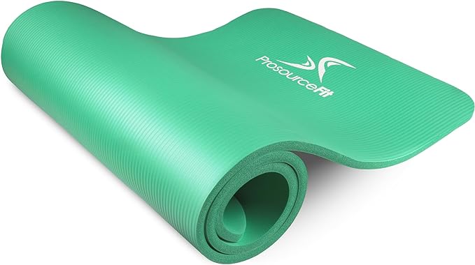 ProsourceFit Extra Thick Yoga and Pilates Mat 1/2” (13mm) or 1" (25mm), 71-inch Long High Density Exercise Mat with Comfort Foam and Carrying Strap