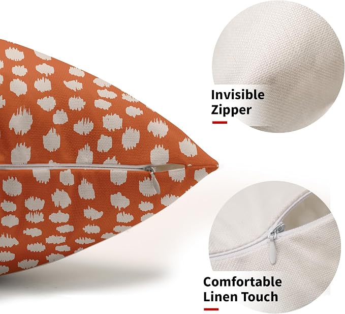 Sweetshow Orange Cream Dots Lumbar Pillow Covers 12x20 Set of 2 Boho Design Polka Dot Print Throw Pillows Modern Outdoor Decorative Pillowcase Rectangle Linen Cushion Cases Decor for Sofa Couch Bed