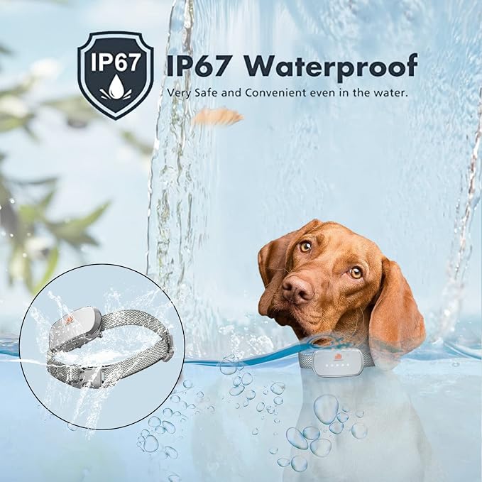 Smart Automatic Anti bark Dog Collar Intelligent Waterproof Rechargeable Barking Terminator (White Bark Collar)