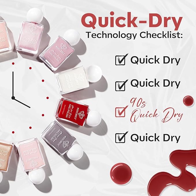 modelones Jelly Red Nail Polish, Valentines Sheer Dark Red Clear Semi-Transparent 15 ml Quick Dry Nail Lacquer Strengthener Long Last Finger Toe Nail Art DIY Manicure Gift for Women Girls