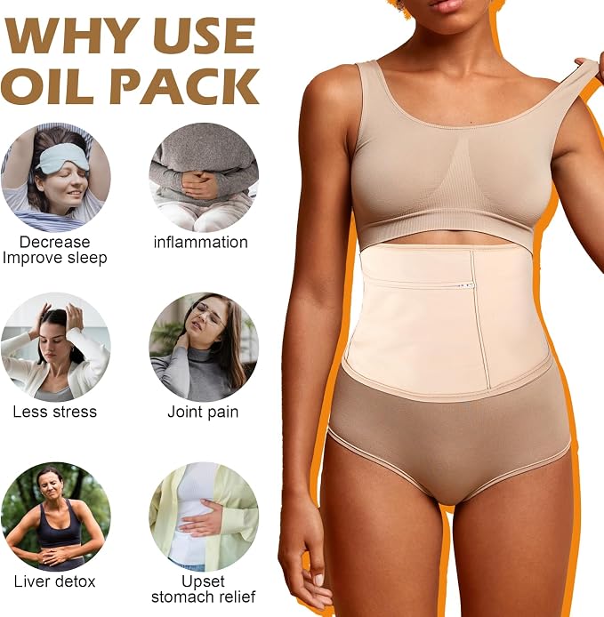 Kifmurase Castor Oil Pack Compress Wrap for Liver Detox, Soft Cotton Organic Castor Oil Wrap for Stomach, Reusable and Mess-Free, Improve Sleep and Digestion(Castor Oil Not Included)