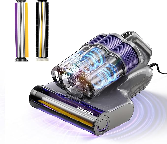 Bed Vacuum Cleaner, 20kPa, 253.7nm UV-C Light, Ultrasonic,149°F Heating