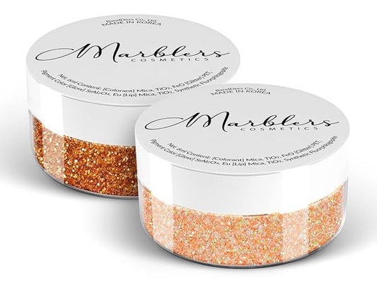 MARBLERS Twinkle Face & Body Glitter Duo [Unicorn Orange & Copper] 0.36oz (10g) | Non-Toxic | Cruelty-Free | Eyeshadow, Nail Polish, Nail Art | Festival, Rave & Party Makeup | Nail Art | Gel Nail