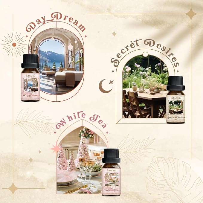 SALKING Aromatherapy Diffuser & Hotel Essential Oils Set, 100ml Diffuser Cool Mist Humidifier with 8 Colors Light and Luxury Hotel Fragrance Oil for Home