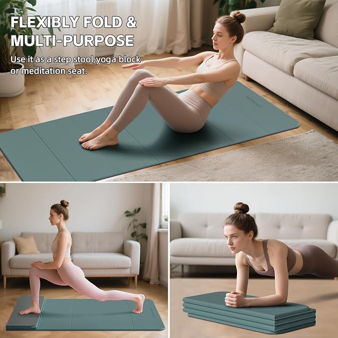 7-Fold Yoga Mat 70"x24" - 1/2 Inch Thick Folding Exercise Mat, Compact Non-Slip TPE Mat for Travel, Storage, Yoga & Home Gym, Lightweight & Portable