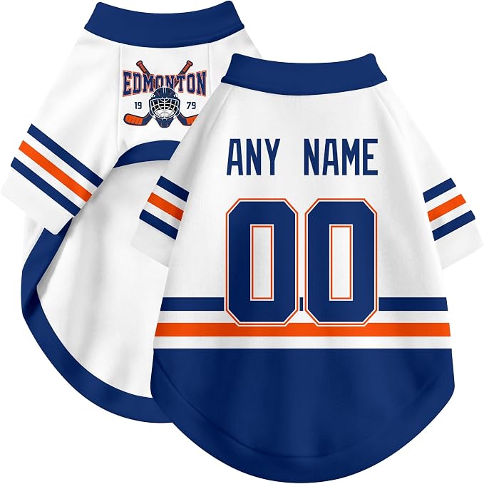Edmonton Dog Clothes Personalized Pet T Shirt for Dogs Gift | Custom Name Number Jersey Style Pet Shirt for Dog