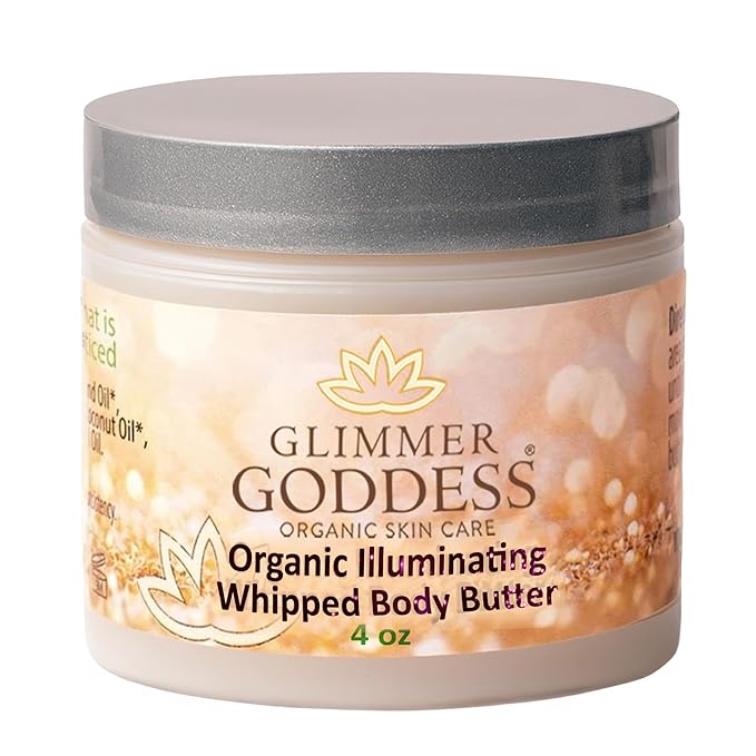 Glimmer Goddess Shimmer Body Butter with Organic Whipped Shea Butter for Hydration, Moisturizing & Silky Natural Glow - Bronze Super, 4 oz