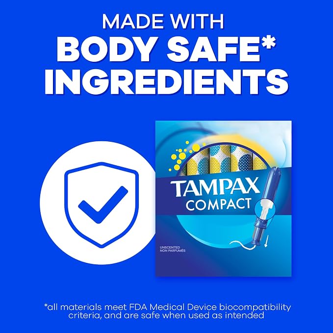 Tampax Compact Pearl Tampons for Women Multipack, with LeakGuard Braid & Extendable Applicator, Super/Super Plus Absorbency, Compact Extendable Applicator, Unscented, 30 Count