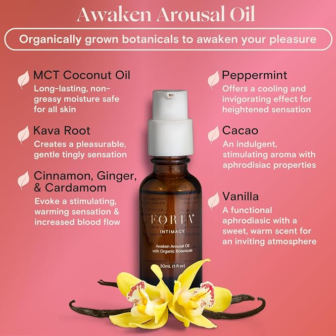 Foria Awaken Arousal Oil - Organic, All-Natural - Safe for Sensitive Skin - 1 Fl Oz