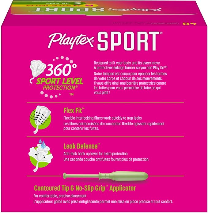 Playtex Sport Tampons, Multipack (24ct Regular/24ct Super Absorbency), Fragrance-Free - 48ct (Pack of 2)