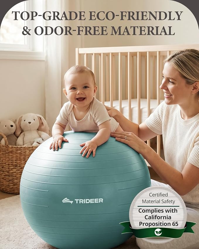 Trideer Exercise Ball, Stability Yoga Ball for Physical Therapy, Active Sitting, Pregnancy & Birth Labor Prep, Core Strength, Balance Training, Posture Improvement and Daily Stretching, 55/65/75cm