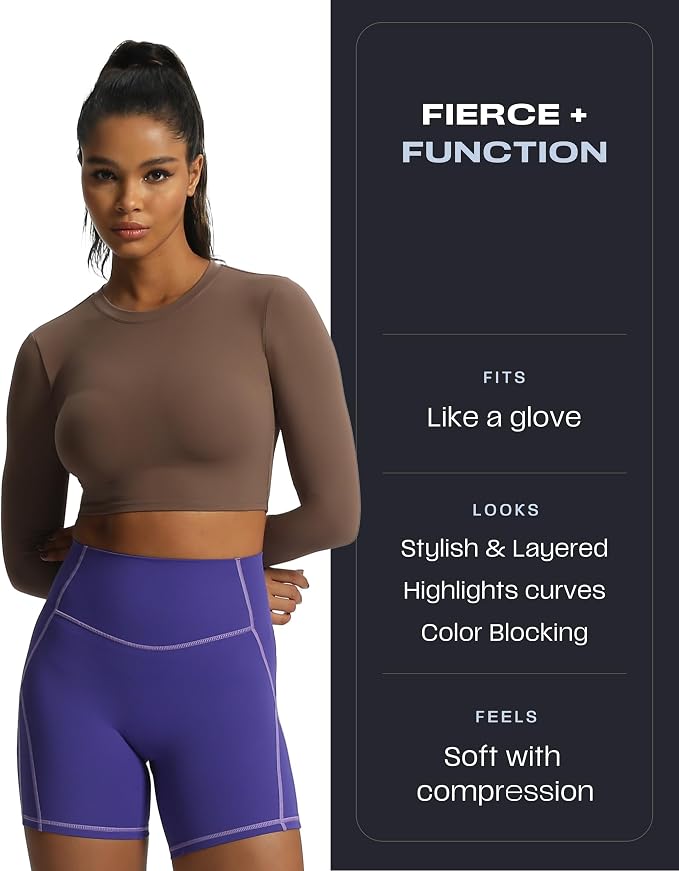 Aoxjox Lexi Lined Workout Biker Shorts for Women Tummy Control High Waisted Exercise Athletic Gym Running Yoga Short 6"