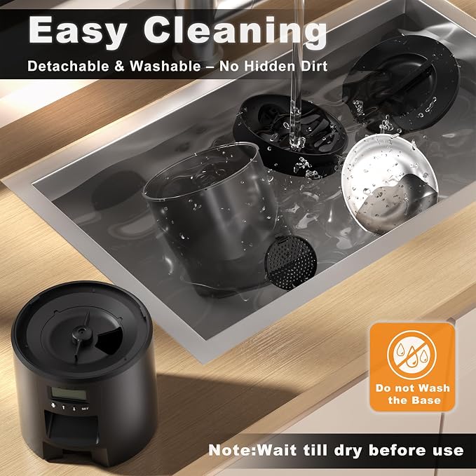 Automated Cat Feeder,Clear 4.2L Dry Food Dispenser with Single Bowl,Programmable Timed Pet Feeder for Up to 6 Daily Meals,10-Second Voice Message & Dual Power Backup (Black, 4.2L Press Version)
