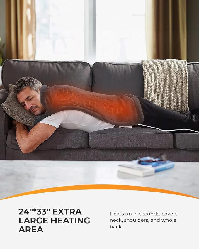FSA Eligible Items Only List, CooCoCo Heating Pad for Back Pain Relief, HSA Store Eligible Large Heat Pad, Electric Wearable Blanket for Neck Shoulders, ETL Certified, 24 * 33 inch