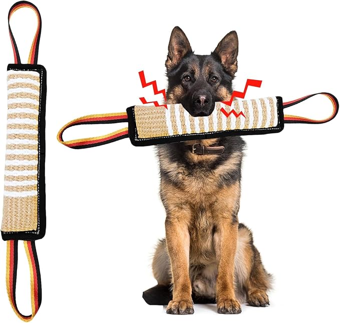 ASOCEA Dog Tug Toy,Bite Jute Pillow Pull Toy Squeaky Dog Toys with Handles
