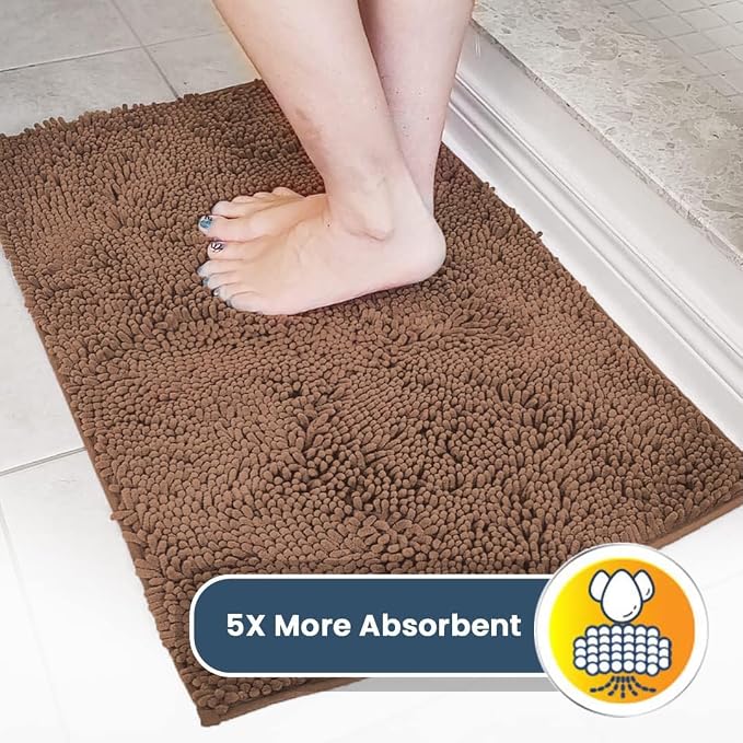Muddy Mat® | Super Water Absorbent Door Mat Indoor, Microfiber Quick Dry Chenille Entryway Rug, Slip Resistant Front Door Mat, Indoor Mats for Entryway, Machine Washable Pet Rug, Mocha 24" x 120"