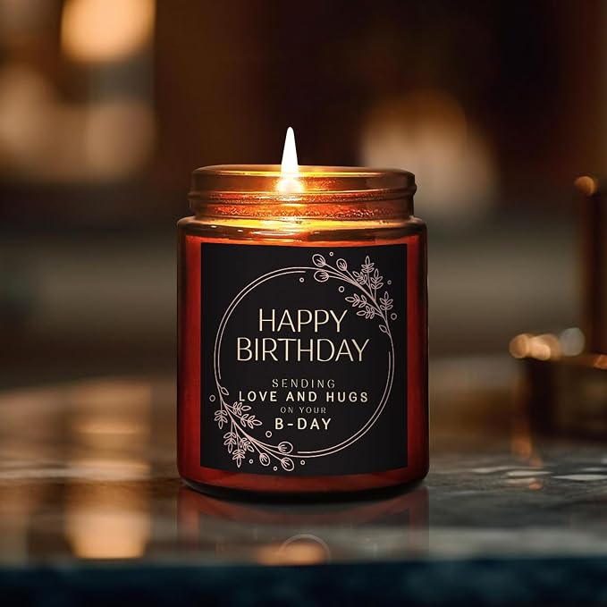 Happy Birthday Gifts for Women Men - Sending Love Hugs Relaxing Birthday Candle for Mom Sister Girlfriend Bestie Daughter Aunt - Best Gift for Her - Cashmere Vanilla Scented Soy Jar Candle