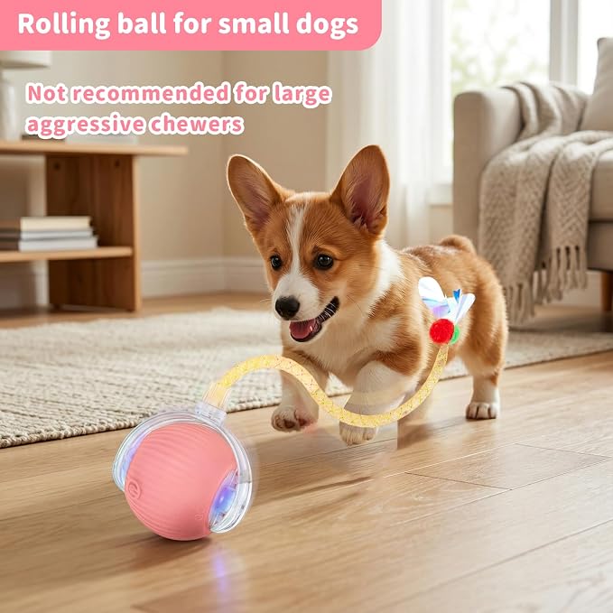 Cat Toys for Indoor Cats Smart Automatic Bal Moving Chase Dogs Toy, Pink | Ball Rolling for Bored Kitten Pet, Upgraded Speedy Moving Chase Dogs Toy