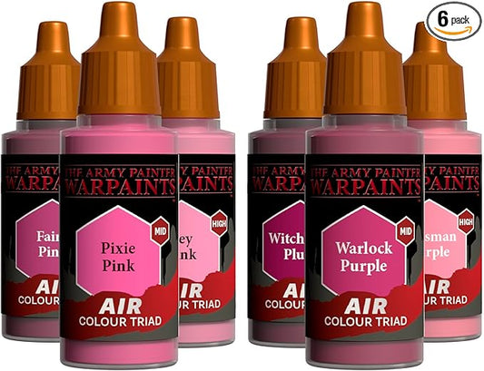 The Army Painter, Air Triads Magenta + Pink - Airbrush-Ready Paint Magenta + Pink with 6 x 18 ml Pre-thinned Acrylic Spray Paints - Air Paints for D&D & Warhammer Miniatures