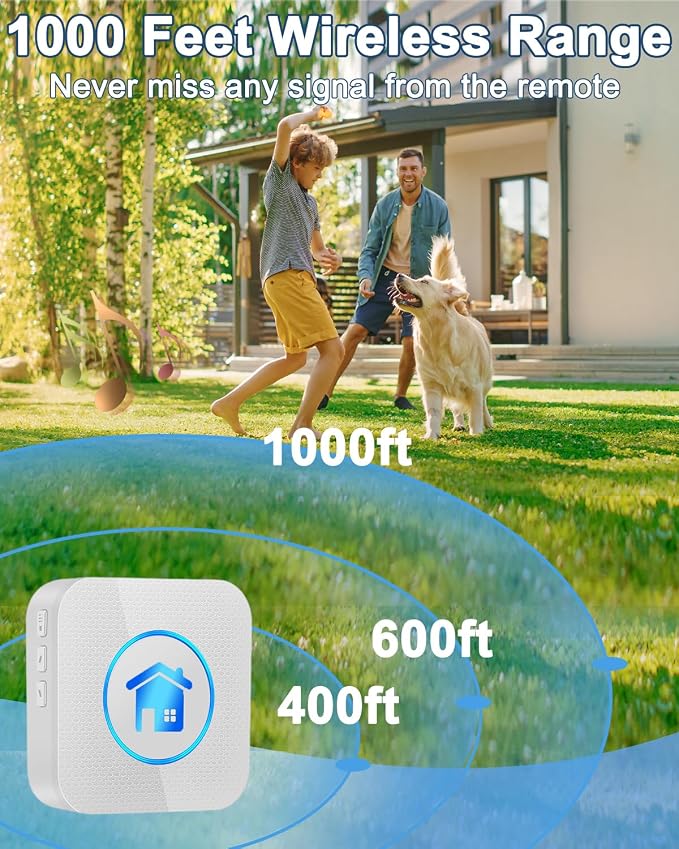 Dog Door Bell 2026 Enhanced Touch, Wireless Doggie Doorbell for Potty Training to Go Outside, IP65 Waterproof, 1000ft Range, 55 Melodies, 5 Modes & Adjustable Volume (2 Button-White)
